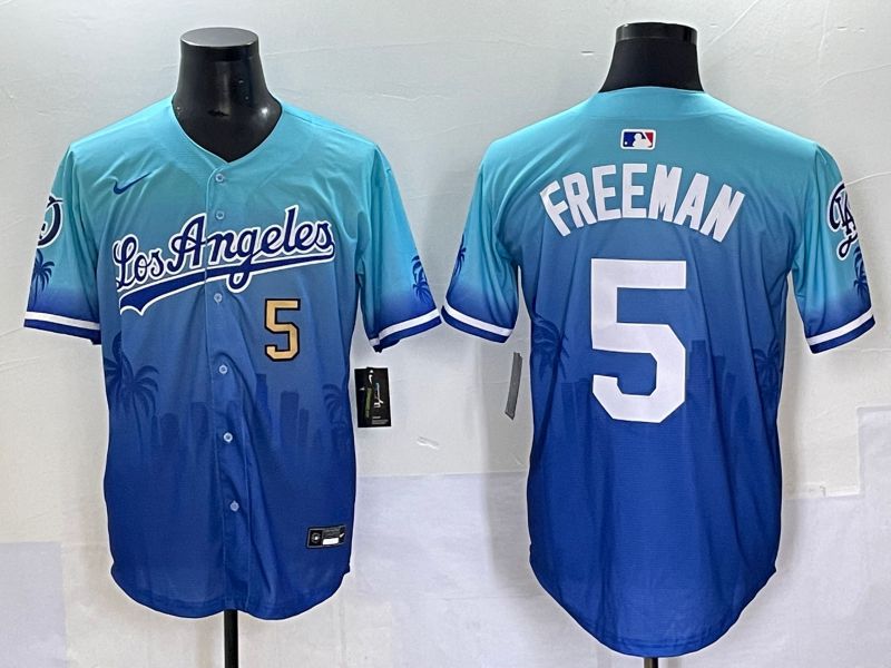 Men 2025 Los Angeles Dodgers #5 Freeman Blue Nike MLB Jersey Daoqite style 2